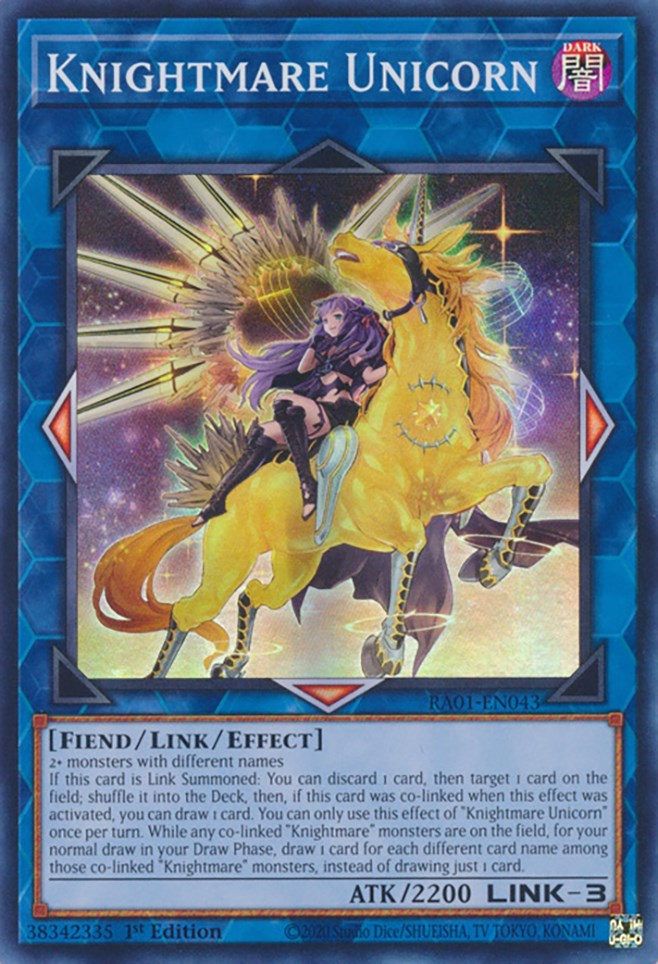 knightmare yugioh cards Unicorn (Alternate Art) [RA01-EN043] Super Rare 2 monsters with different namesIf this card is Link Summoned Knightmare Unicorn (Alternate Art) -