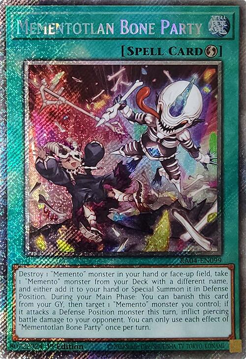Mementotlan Bone Party [RA04-EN099] Platinum Secret Rare
