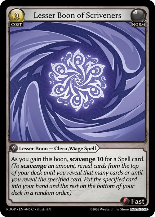 Lesser Boon of Scriveners (40) [Radiant Origins: Pantheon]