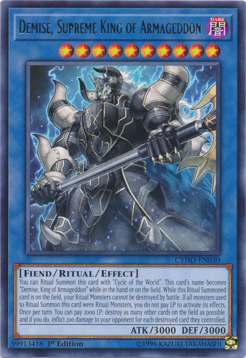 yugioh card of demise Demise, Supreme King of Armageddon [CYHO-EN030] Rare